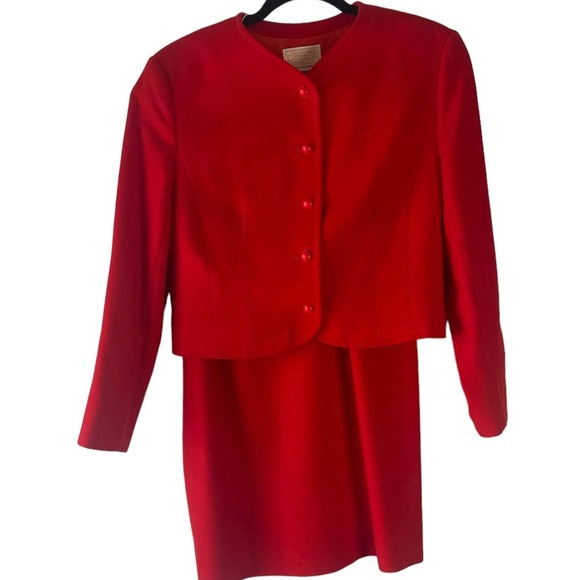 Pendleton‎ Vintage 90s Women's Size 8 Medium 100% Wool Red Suit Skirt Set